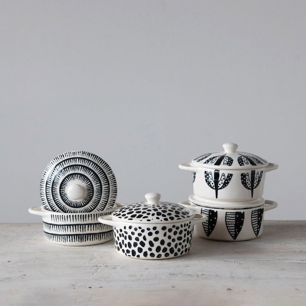 Black & White Stoneware Mini Baker - GooeyGump Designs